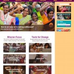 homepage of globalfundforwomen.org showing three-column layout with prominent engagement and donation opportunities