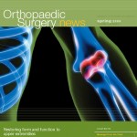 Cover of Orthopaedic Surgery News showing a graphic of the bones of the arm and elbow
